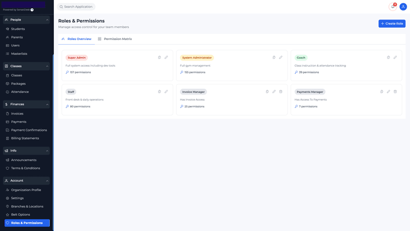 SenseiDesk Roles & Permissions